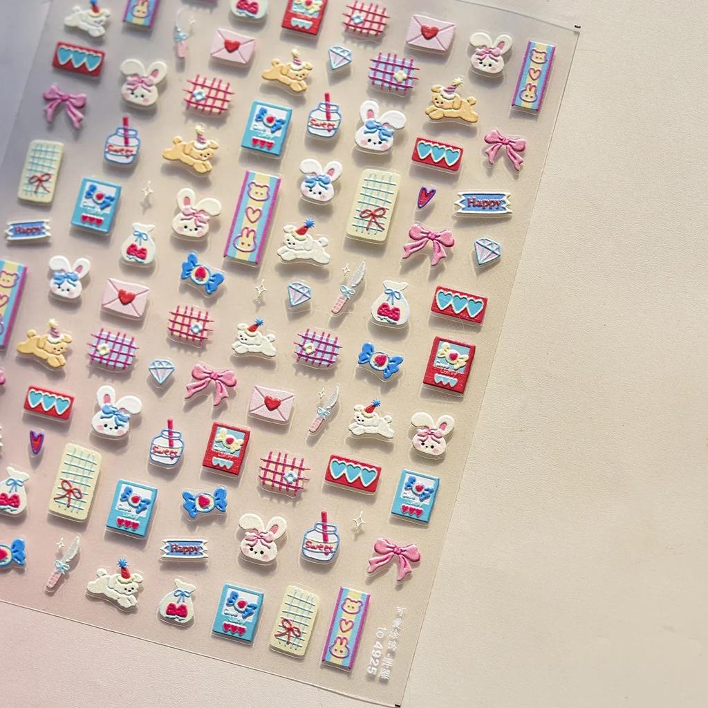 Beach Shell Swim Ring Bikini Watermelon Cat Ice Cream Crab Sunglass Coconut Tree Flowers Fruits Nail Art Stickers Decals