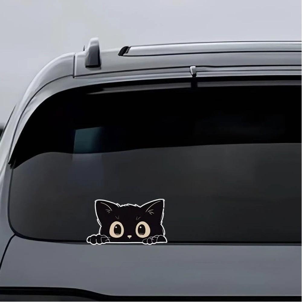 10pcs Peek-a-Boo PVC Decals Black Funny Kitty Decals Cartoon Car Styling Cover  Laptop