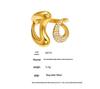 18k Gold-Plated Zirconia Inlaid Stainless Steel Open Ring Set - Modern Fashion Jewelry