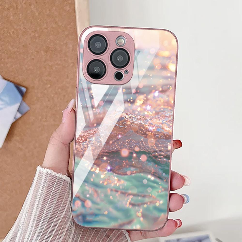 

Water Ripple Pattern Phone Case For iPhone 14 15 11 16 13 12 17 Pro Max 17 Air 16E 7 8 Plus XR SE Tempered Glass Bumper Cover iPhone 15 Pro Max