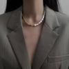 Retro Court Style Double Layer Pearl & Diamond Necklace - Elegant Choker for Women