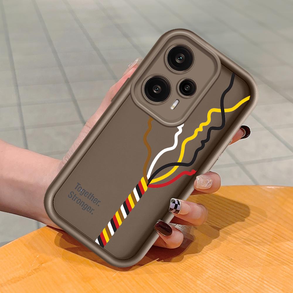 

Мягкий силиконовый квадратный чехол с рисунком лестницы для телефона, полное покрытие, противоударный защитный резиновый чехол для камеры для Xiaomi Redmi Redmi 13C коричневый