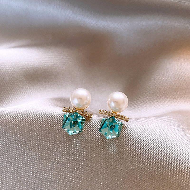 

Blue Shell Starfish Stud Earrings Women s Unique Earrings for Summer Vacation Style Earrings 2025 New Arrival Best Selling Micro-set with Lake Blue Pearls