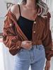 Ins Style Autumn Velvet Long Sleeve Cardigan Jacket for Women