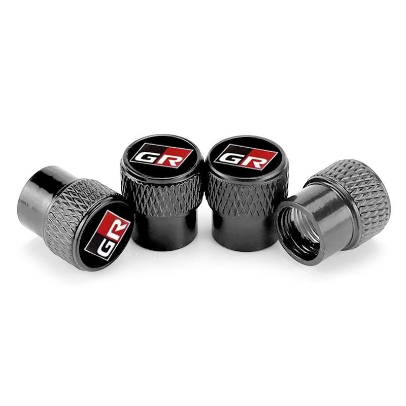4PCS/set Car Aluminum Alloy Wheel Hub Valve Core Cover For Toyota GR Sport Gazoo Racing C-HR RAV4 Mirai Avensis Prado Camry rav4