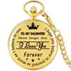 Steampunk Full Hunter Golden/Silver/Black Quartz Analog Alloy To My Daughter Pocket Watches/To My SON Pocket Watches Pendant Chain Roman Number Clock