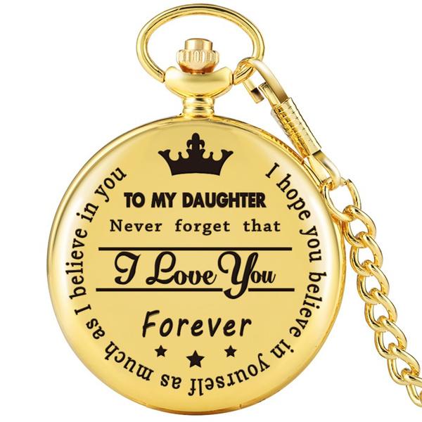 Steampunk Full Hunter Golden/Silver/Black Quartz Analog Alloy To My Daughter Pocket Watches/To My SON Pocket Watches Pendant Chain Roman Number Clock