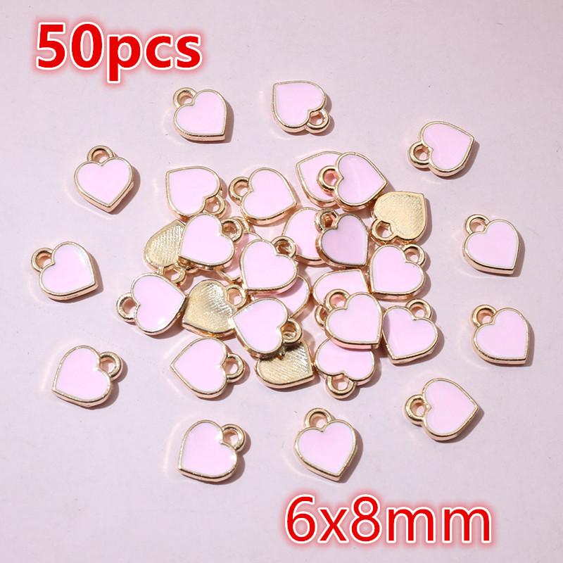 

30-50pcs Enamel Heart Charms Pendant Alloy Metal DIY Jewelry Making Accessories Findings for Earrings Bracelet Necklace