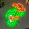 Cactus Neon Sign Cowboy Hat Neon Light for Wall Decor Cowboy Led Neon Sign Colorful Led Neon Light Plant Neon Signs for Bedroom Bar Game Room Man