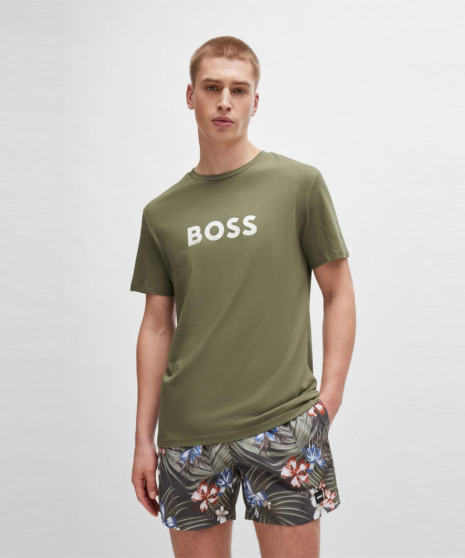 Boss Logo Short Sleeve T-Shirt Regular Fit 50503276_250 Khaki/L