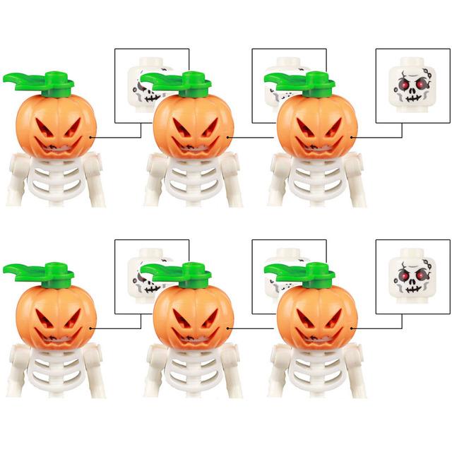 MOC Halloween Soldat Figur Kind Baustein Baum Spinne Schlange Pflanze Kürbis Skelett Fledermaus Grabstein Ziegelstein Geschenk Spielzeug Kind J067
