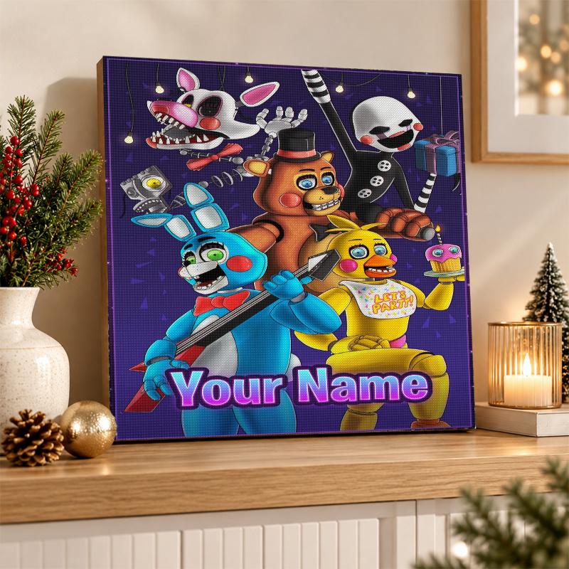 Kit Pittura Diamante 5D Nome Personalizzato Five Nights at Freddy’s Decorazione Artistica Diamante Full Drill Fai da Te