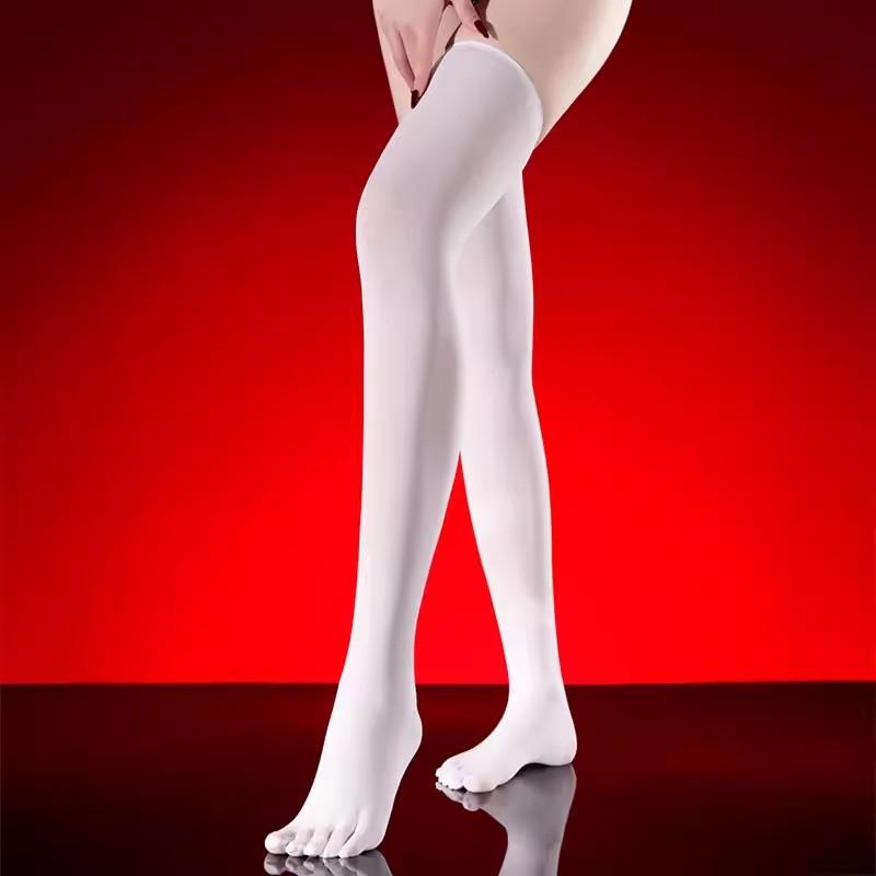 Anti-wrijving Vijf-teen Dijhoge Kousen 120D Fluweel Ademende Beenwarmers Dames Sexy Elastische Over de Knie Lange Sokken One Size red