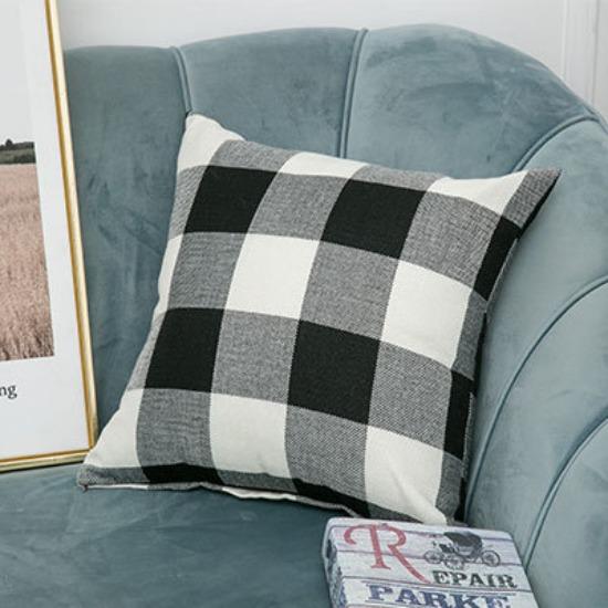 Simple Plaid Sofa Pillowcase Printed Linen Solid Color Striped Pillowcase Home Fabric Cushion