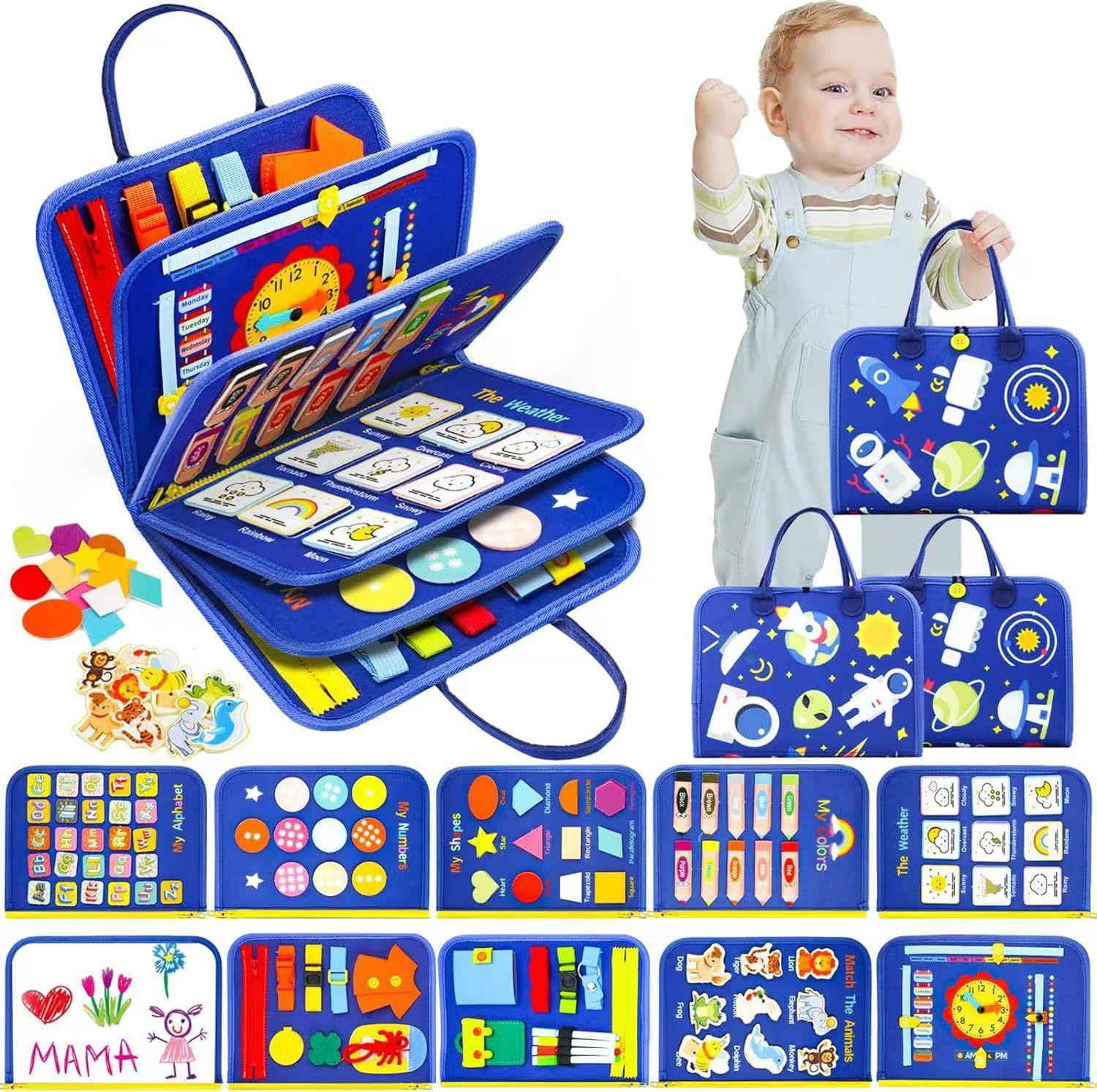 

Toddlers 0-3 Years 12-In-1 Sensory And Fine Motor Skills Development Toys Educational Activity Book Durable Polyester Material