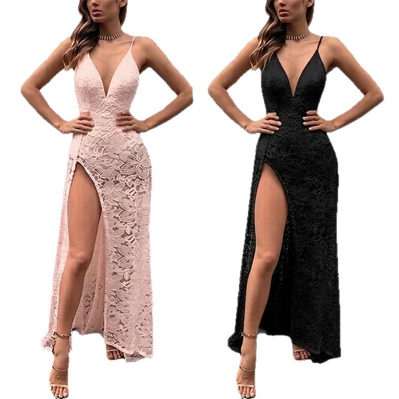 French Sexy Elegant Suspender V-neck Halter Lace Dress 2026 European and American Spring and Summer Fashion New Long Dress