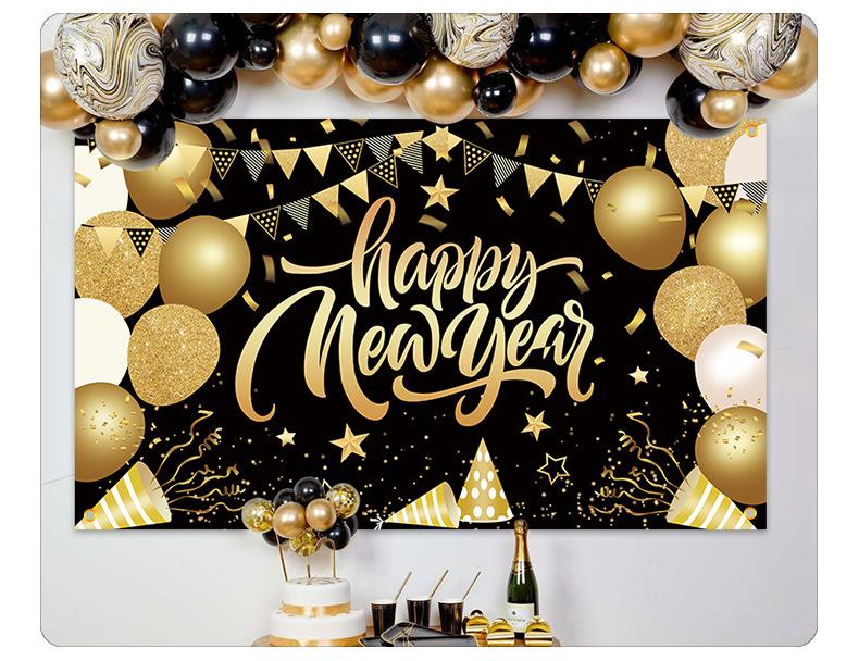 Gelukkig Nieuwjaar Grensoverschrijdende Achtergrond Feestdecoratie Hangend Stof
