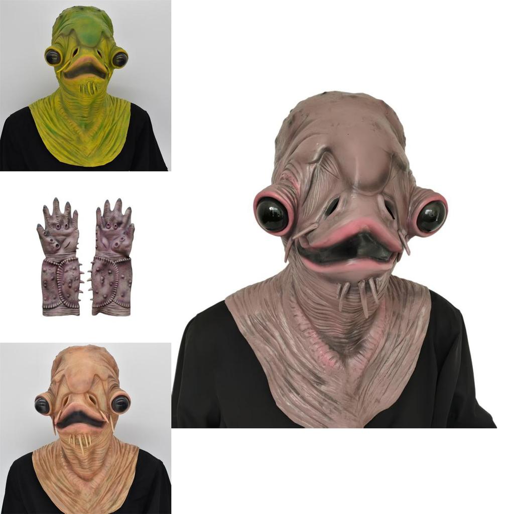 Halloween Latex Fish Monster Mask With Gloves For Costume Role Play And Horror Events