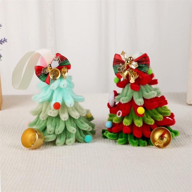 Holiday Tree Decors Ornament, Soft Plush Christmas Tree Hanging Accent With Fabric Loop for Indoor Window and Tree Display
