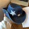 Wide Brim Western Cowboy Hat Adjustable Outdoor Sun Hat Kawaii Mountaineering Hat  Hiking