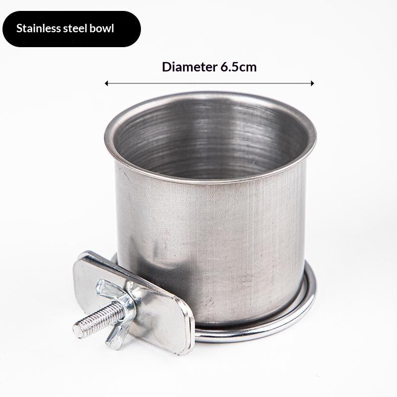 Hanging Cage Bowl For Pet Birds Anti-Turnover Stainless Steel Feeding Food Drinking Feeder Dish Clamp-On Water Drinker Cage Cup