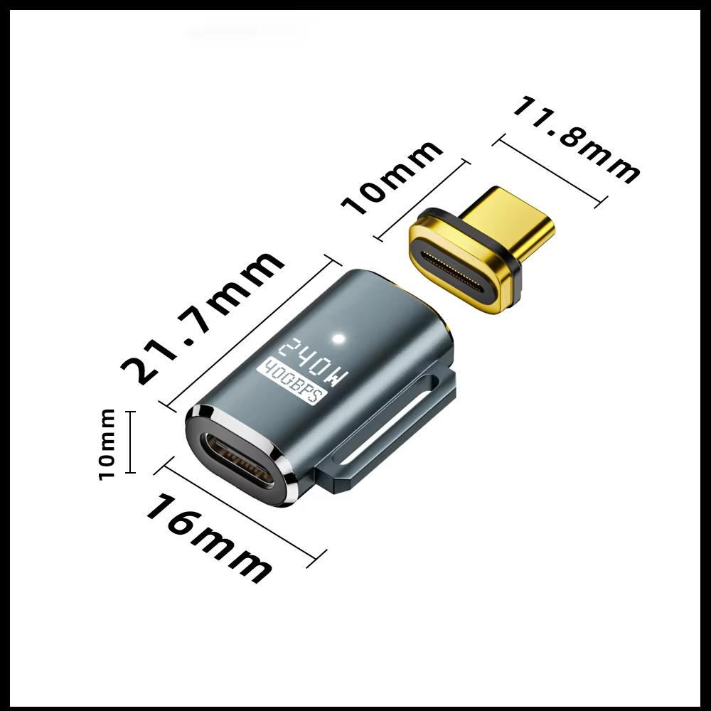 USB4.0 Thunderbolt3/4 Magnetic USB C To Type C Adapter 240W 40Gbps Fast Charging Magnet Charge Converter Cable 8K@60Hz Adapter
