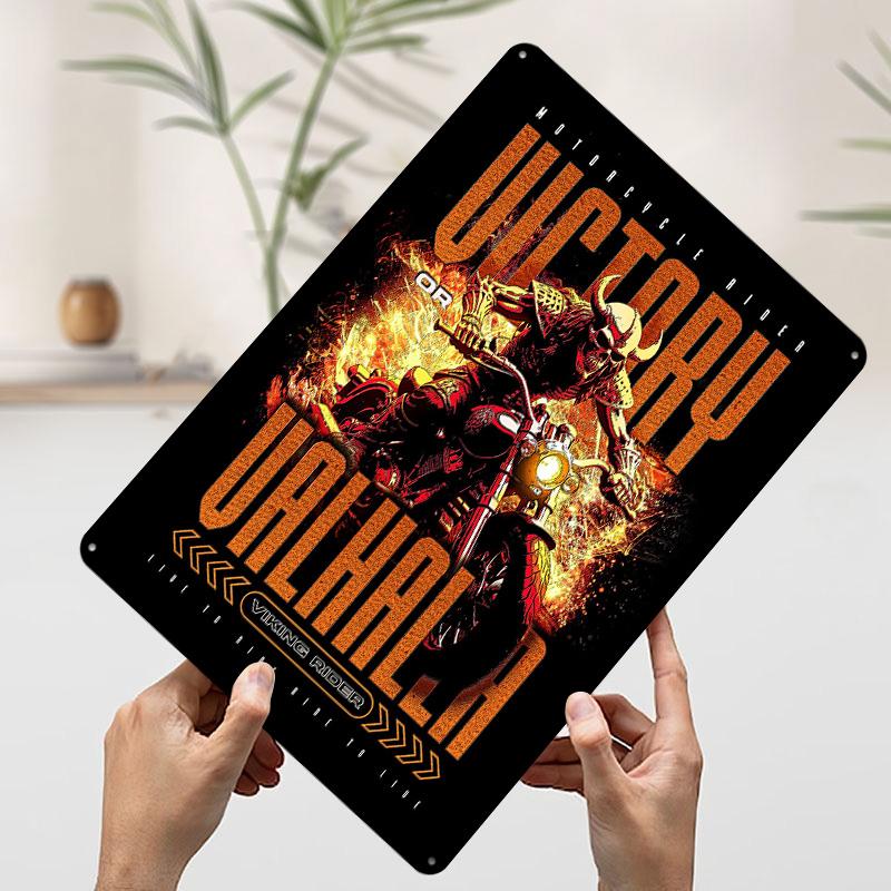 

Viking Motorcycle Rider Victory Metal Poster Customized Wall Art Retro Vintage Tinplate Signs for Room Decoration Gaming Decor 20x30cm（7.8x11.8inch）