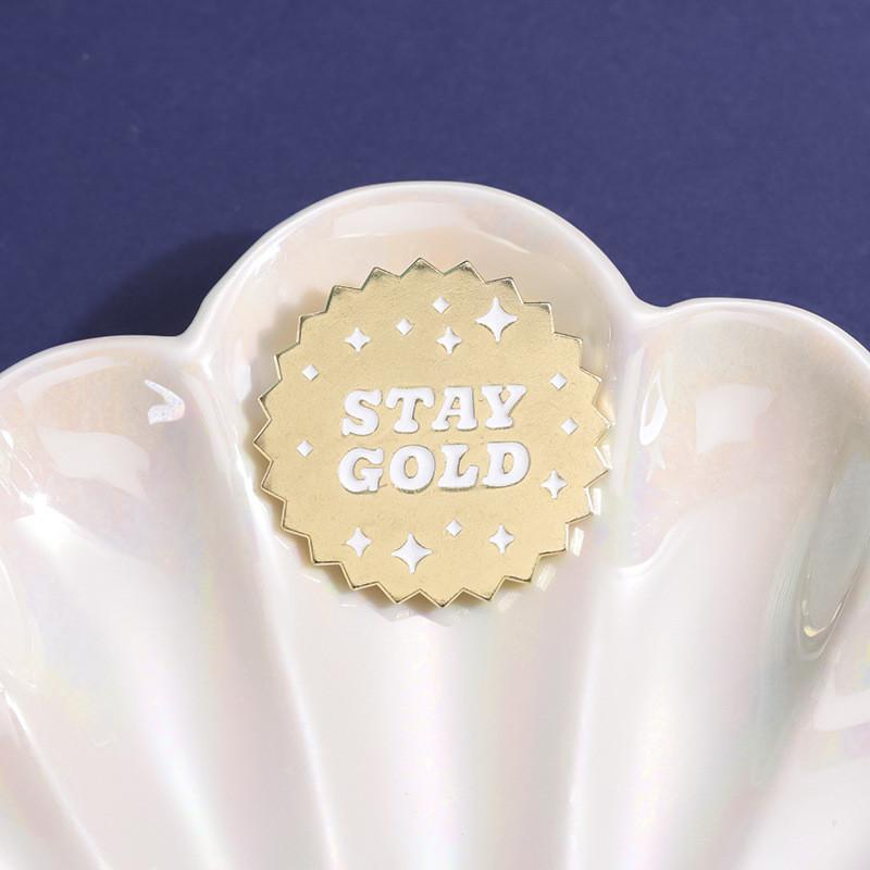 Creative Simple Geometric Round Metal Badge Personalized Retro Cartoon Brooch Accessory