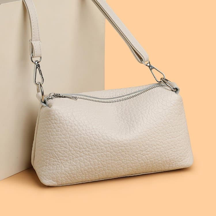 Lightweight soft leather niche basic daily mini baguette bag