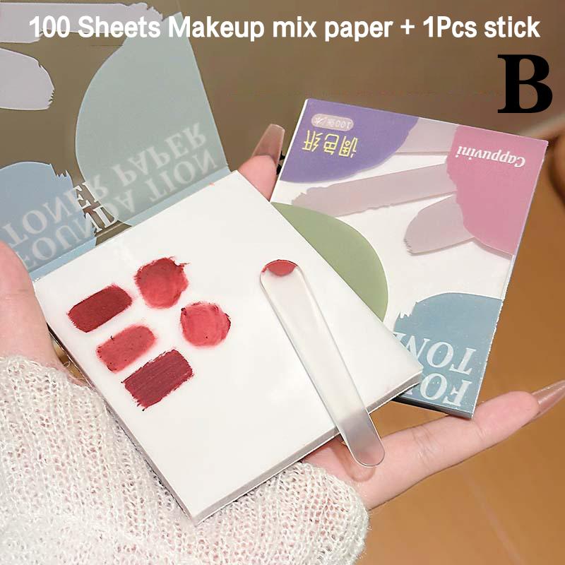 

Portable Silicone Foundation Brush With Color Mixed Paper Evenly Applied Powder No Streak Foundation Flat Head Face Base Makeup