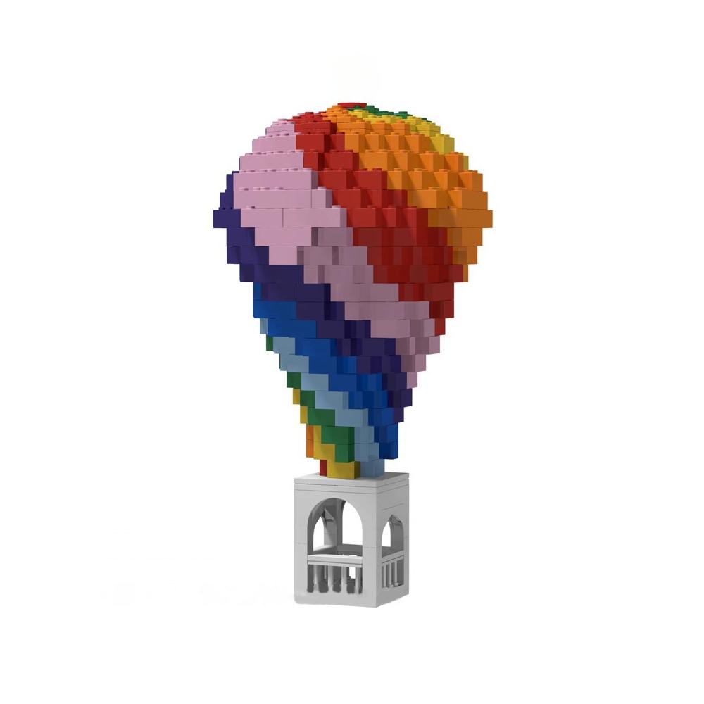 MOC Rainbow Hot Air Balloon Rainbow Color Small Particle Assembly Building Blocks Children's Toy Ornament