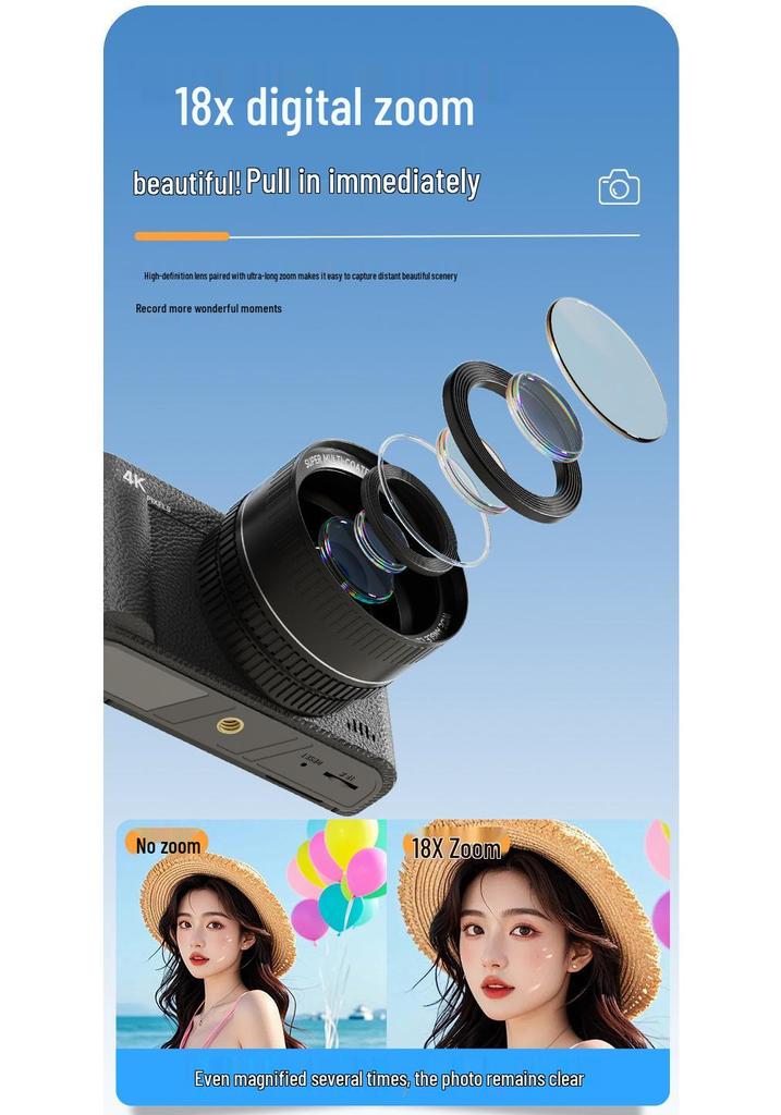 Retro Flip Screen HD Digital Mirrorless Camera for Student Selfies