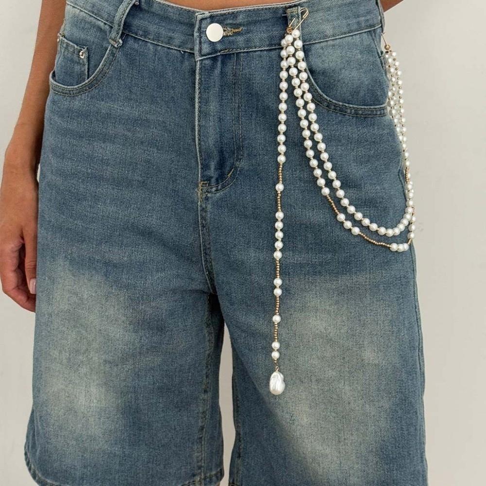 Pant Chains Pearls Chains Brooch Corsage Ornament Metal Multi-layer Necklace Banquet
