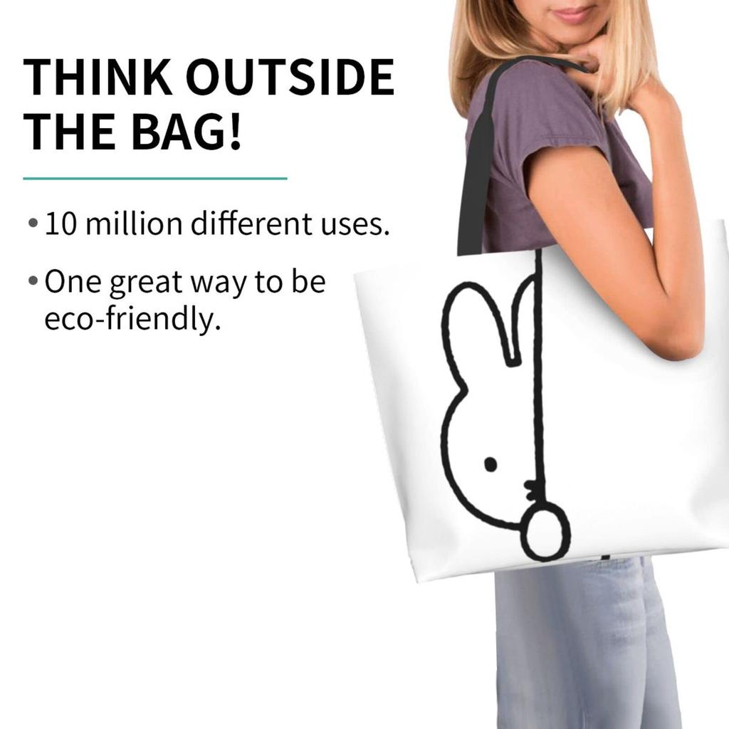 Miffy Tote Large Tote Can Be Used As a Makeup Eco Convenience Store Shopping Durable Convenience 50cm Wide X 40cm High X 15cm Thick Bag, Capacity,