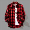Men's Blouses Lapel Shirt Long Sleeve Plaid T-shirts  Loose Shirt With A Coat Button Down Casual Shirts Plus Size Fashion Tops