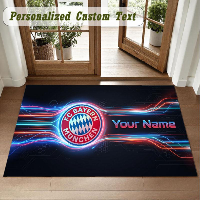 Crystal Velvet Square Rug Custom NameBayern Munich Pattern Non Slip Home Floor Decor Rug