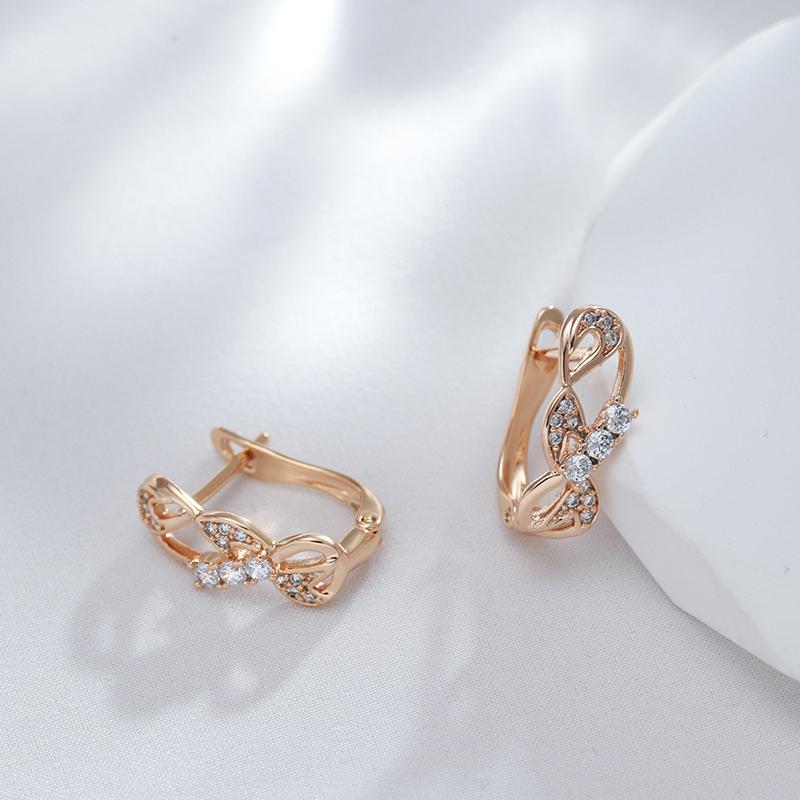Shining Natural Zircon Dangle Earrings For Women Rose Gold Color High Quality Daily Fine Jewelry Trend