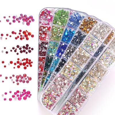 12 Grid Rhinestone Set, Nail Art Jewelry, Flat Bottom Diamond, Face Sticker Diamond Diy Clothing Decorative Diamond Jewelry Accessories
