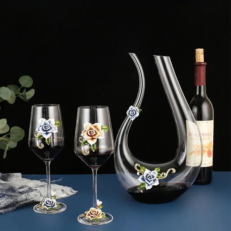 Creative Enamel Wine Glass Cup Mug Glasses for Champagne Flutes Original Cocktail Glasses Luxury Glass Cups Wineglass Spirit Set