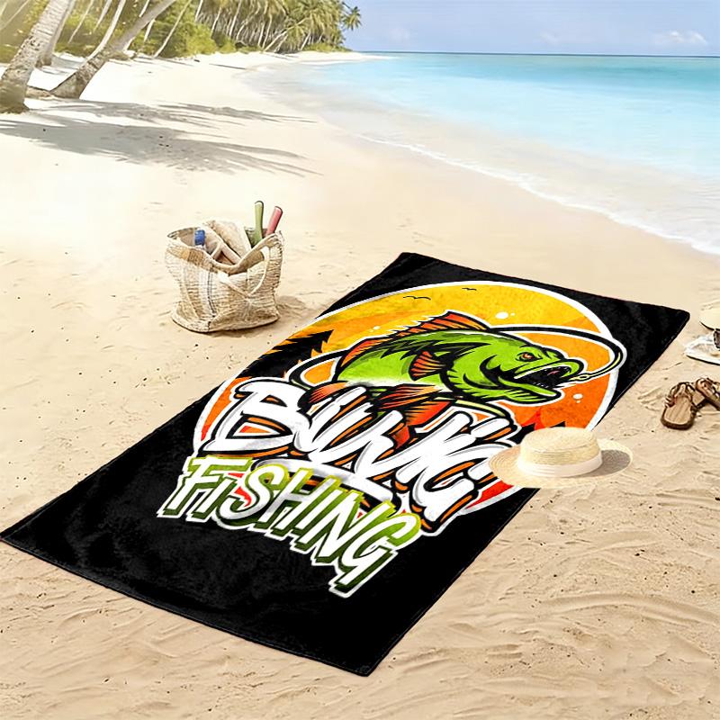 Modern fishing 2D Flat Print Beach Towel, Large Soft Quick Dry Towel for Beach Camping SwimmingZSTJ0915408