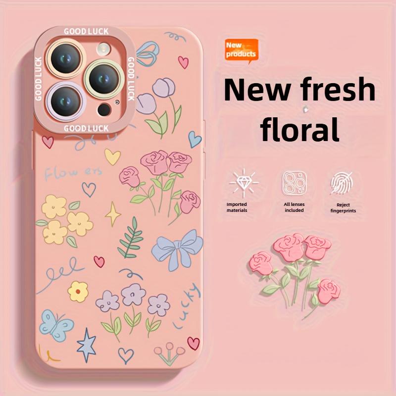 Colorful Floral Pattern Phone Case Suitable for iPhone 17 16 15 14 13 12 11 Pro/Max/Plus Anti Drop and Shockproof Back Cover