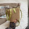 Minimal kontrastierendes Farbdesign Damen Lässige Grasgewebte Tasche für Damen Mit Nahtdetails Und Täglichem Gebrauch