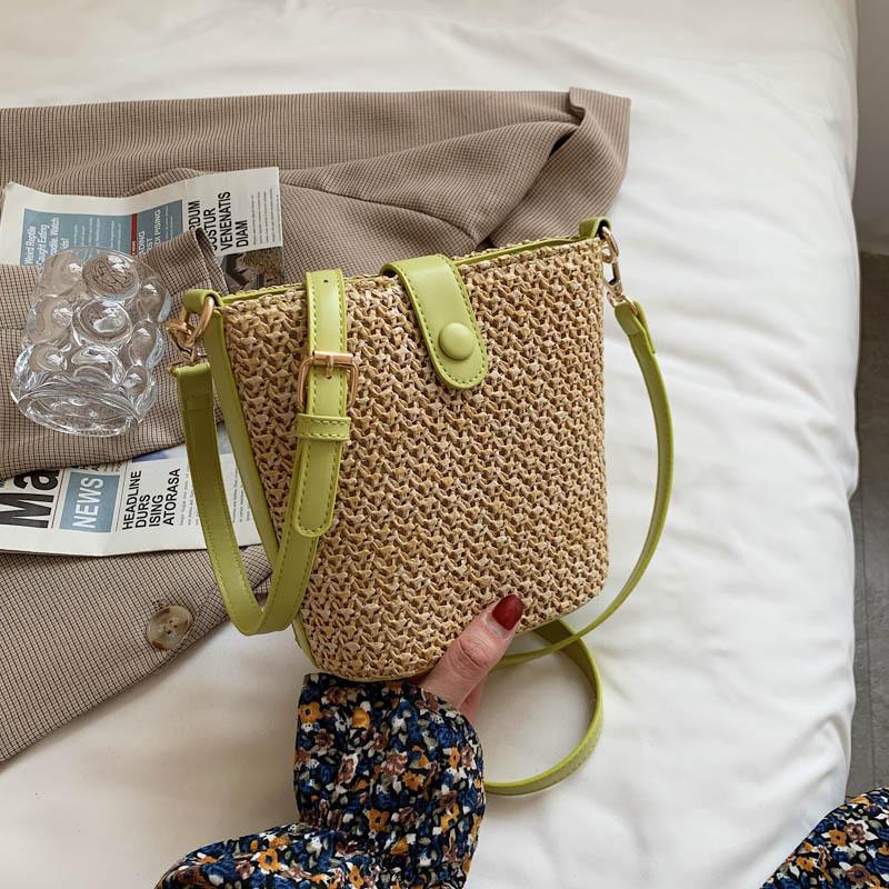 Minimal kontrastierendes Farbdesign Damen Lässige Grasgewebte Tasche für Damen Mit Nahtdetails Und Täglichem Gebrauch