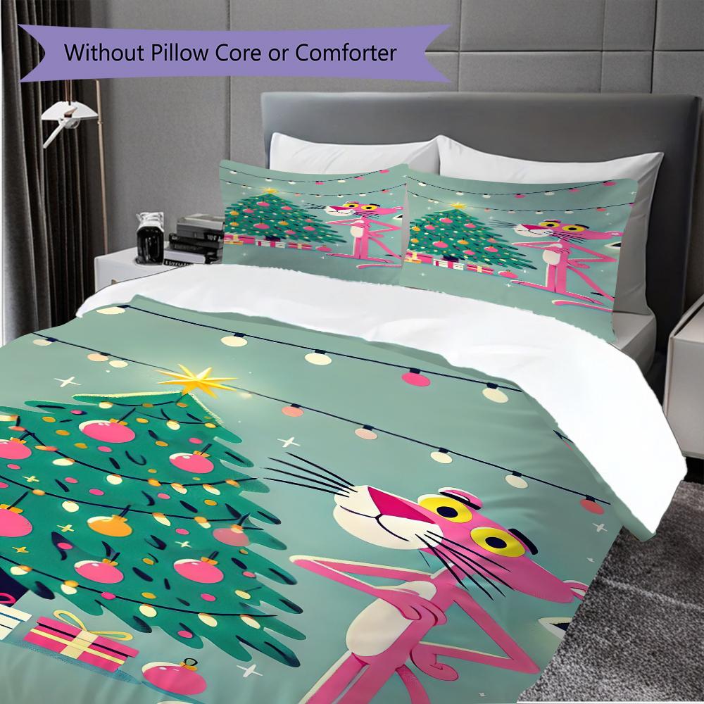Biancheria da letto con impronta di zampa della Pantera Rosa Senza Imbottitura 1 Copripiumino 2 Federe Senza Imbottitura Set Biancheria da Letto Regalo di Natale Compleanno Morbido e Confortevole