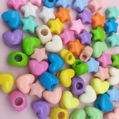 Acrylic Beads with Large Hole: Pentagram Heart Design for DIY Accessories In Mixed Colors