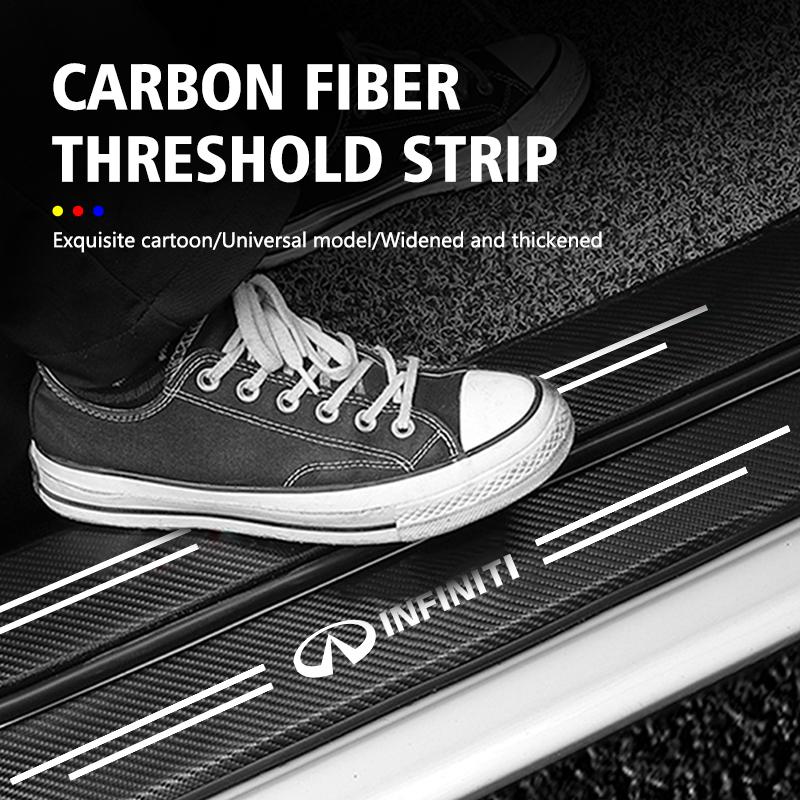 For Infiniti 1/4pcs Car Threshold Strip Anti Stepping Leather Protective Sticker QX50 QX30 QX60 G25 JX35 FX35 FX37 FX50 EX35 UU555