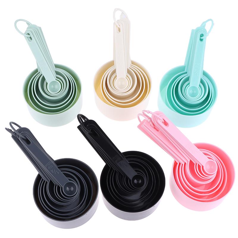 10Pcs/Set Plastic Measuring Tools Stackable Measuring Spoons Teaspoon Sugar Scoop Cake Baking Flour Measuring Cups