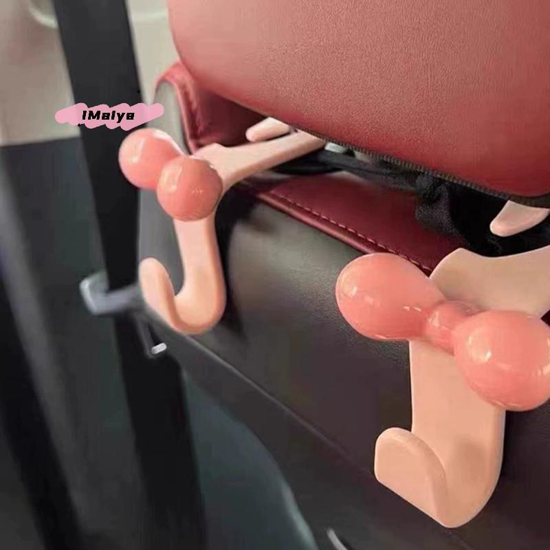 M-1Pc Pink Bow Car Seat Back Hooks, Cute Girly Car Interior Organizer, Seamless Hangers For Bags, Purses & Groceries
