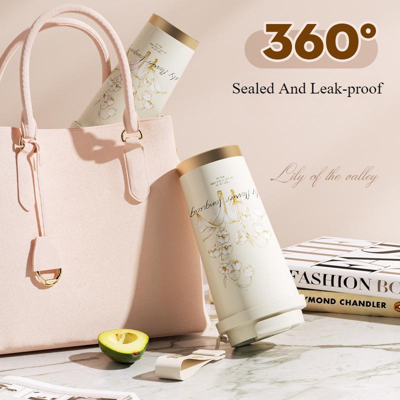 316 Lily the Valley Flower Coffee Cup Red Rose Flower Vacuum Cup Sport Water Cup Outdoor Safe Insulated Drinking Cup Coffee Mug