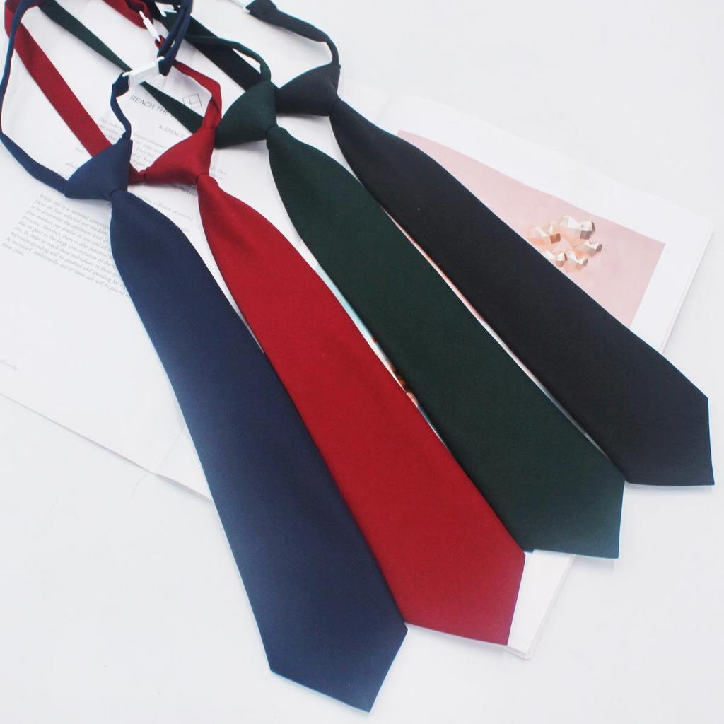 Korean Style Black Solid Color Tie - 7cm Women's Fashion Casual JK Uniform Accessory